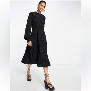VERO MODA
High Neck Frill Detail Midi Dress In Black